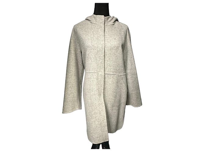 Weekend Max Mara Abrigo de lana gris con capucha