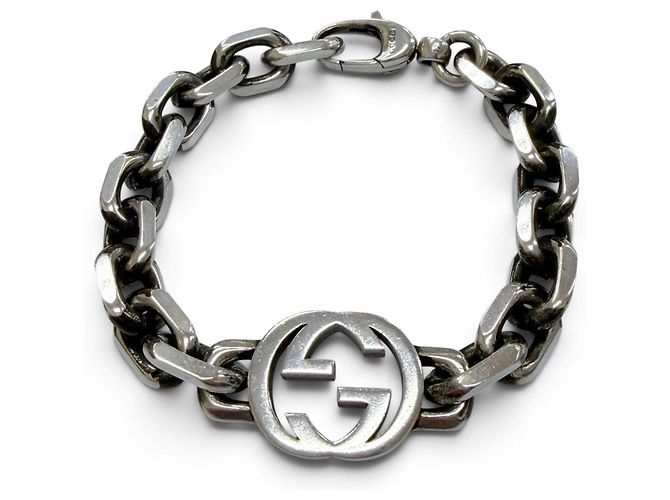 Pulseira Gucci em Prata 925 com Pingente Interlocking G