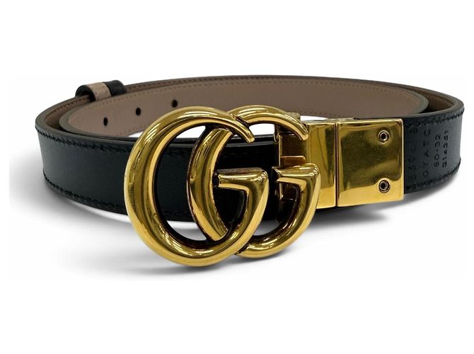 Gucci GG Emblem Reversible Slim Leather Belt