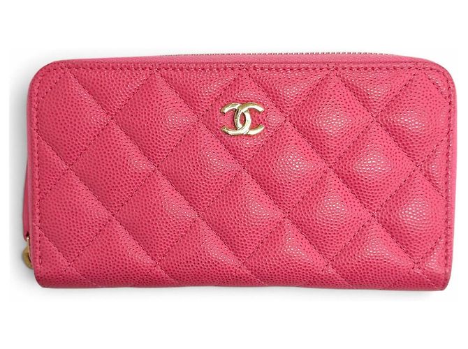 Timeless Cartera larga Chanel de piel de becerro granulada rosa
