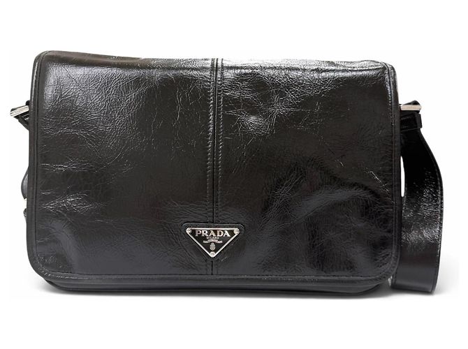 Prada 2VD073 Soft Looks Leather Triangle Logo Shoulder Bag