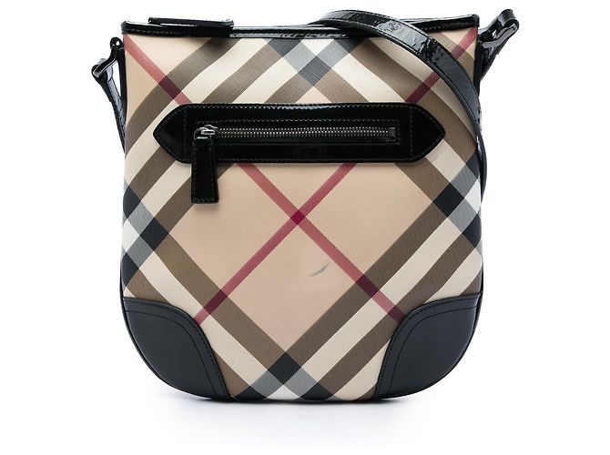 Borsa a tracolla Burberry Beige Supernova Check Coated Canvas Dryden
