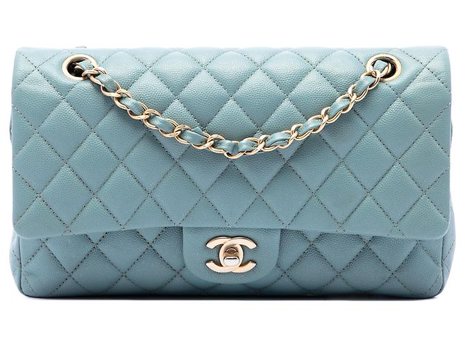 Chanel Blue Medium Classic Iridescent Caviar Double Flap
