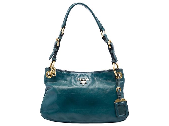 Sac à épaule Prada Blue Vitello Shine