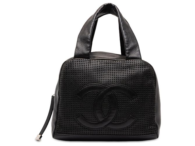 Borsa Bowler Chanel Black CC Perforated Caviar
