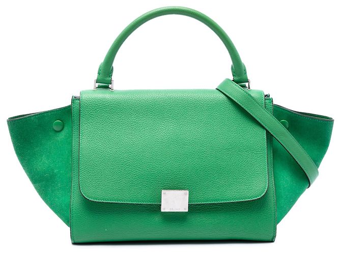 16 Céline Borsa Trapeze Celine in pelle verde Small