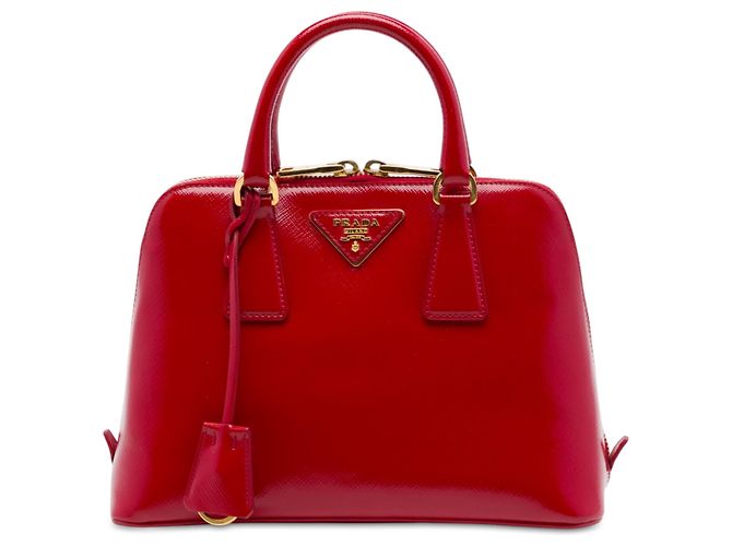 Bolso Prada Promenade Small de Saffiano Vernice rojo