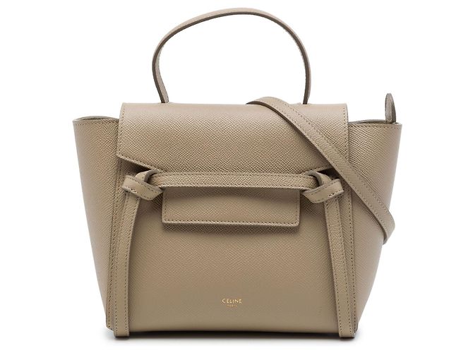 Belt Bag Céline Bolso cinturón Celine Nano de piel de ternera granulada Beige