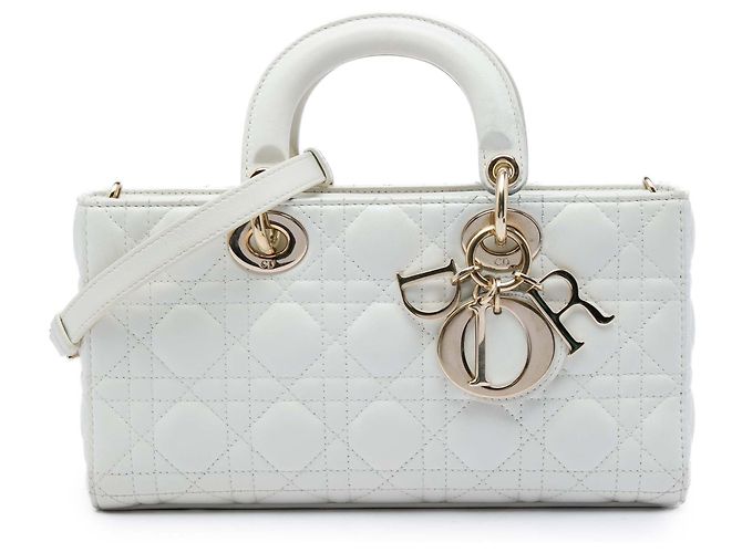 Dior White Medium Lambskin Cannage Lady D Joy