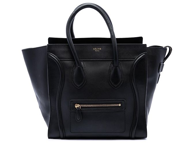 Céline Celine Black Mini Leather Luggage Tote