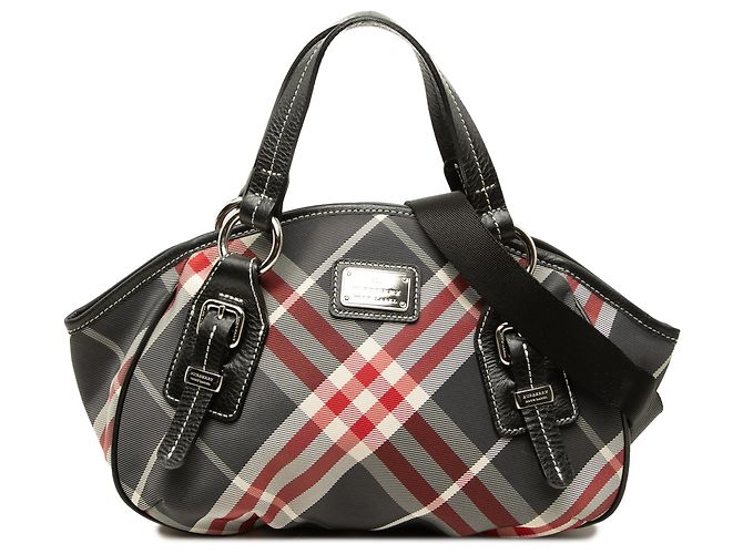 Borsa Satchel Burberry Black Supernova Check in Nylon