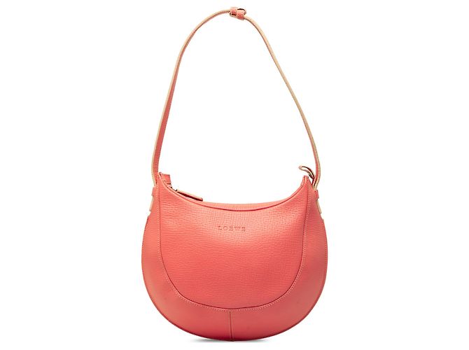 Bolsa Hobo LOEWE em couro gofrado rosa com logo