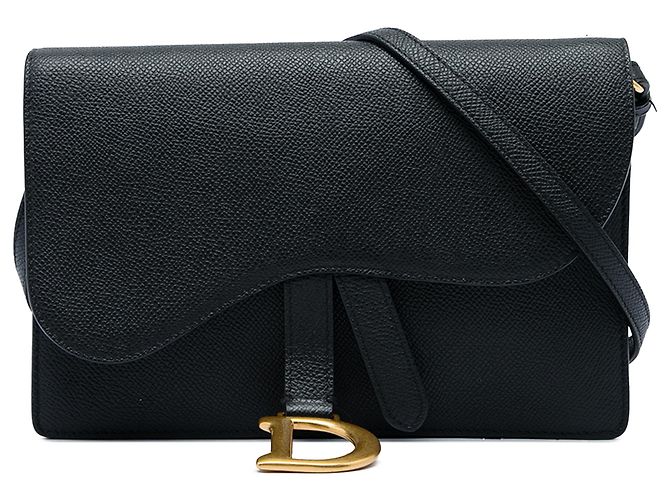 Bolso Saddle Dior de piel de becerro granulada negra