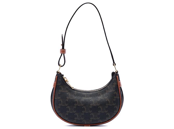 Céline Celine Brown Mini Triomphe Coated Canvas Ava Shoulder Bag