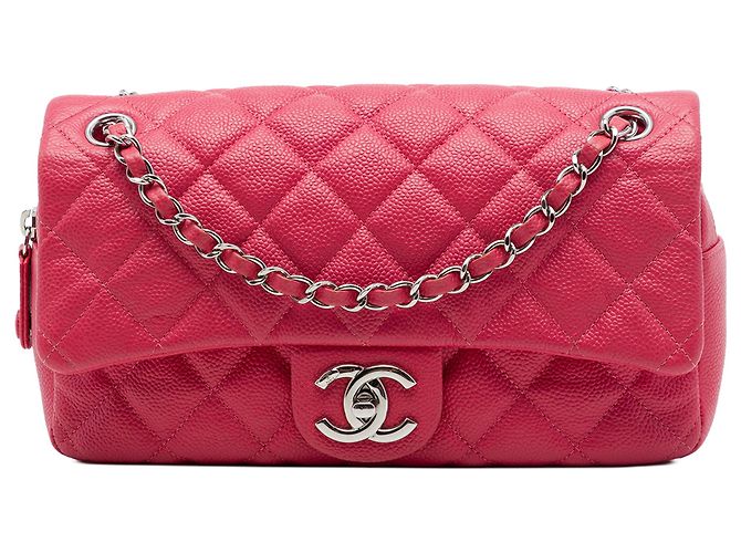 Chanel Pink Medium Quilted Caviar Easy Flap