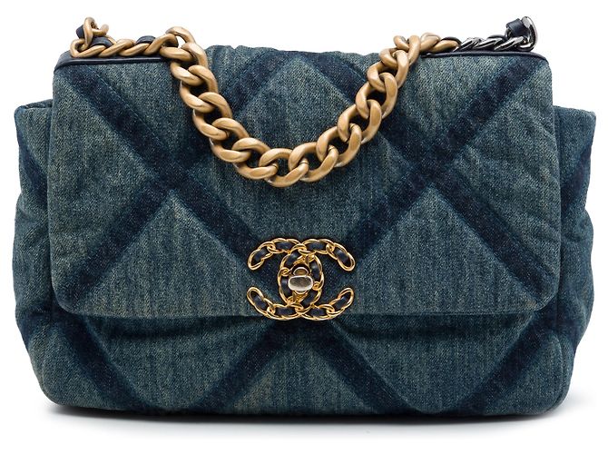 Chanel Blue Medium Denim 19 Flap
