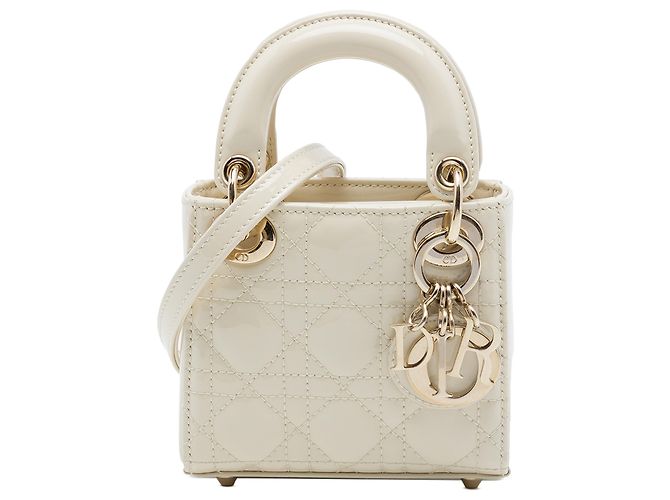 Dior White Micro Patent Cannage Lady Dior