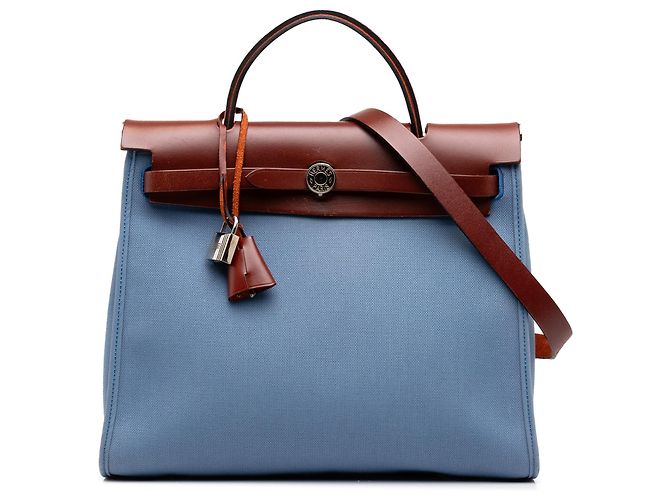 Hermès Blue Toile Herbag Zip 31