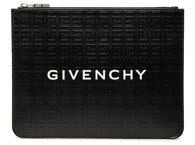 Givenchy Black 4G Embossed Coated Canvas Flat Pouch