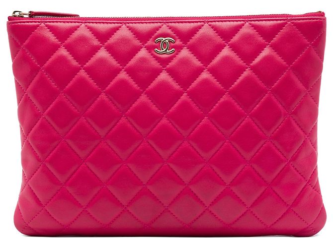 Clutch Chanel Pink Medium Quilted Lambskin O Case