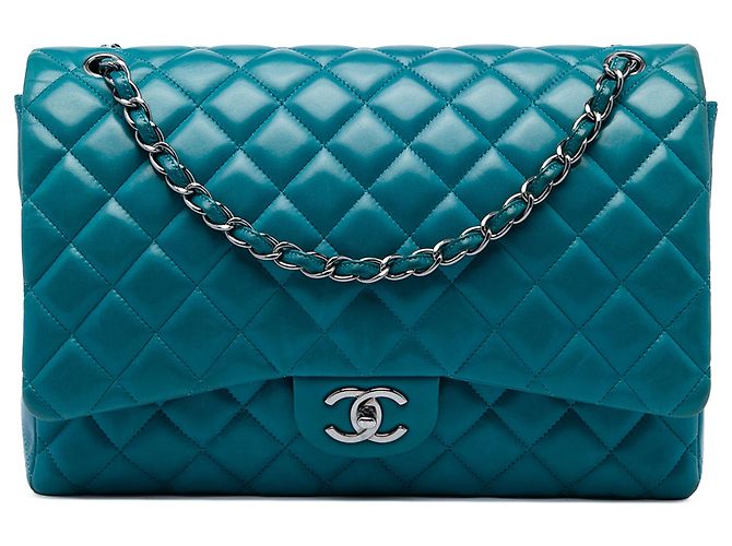 Chanel Blue Maxi Classic Lambskin Double Flap