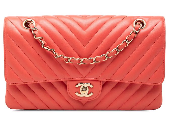Chanel Pink Medium Classic Chevron Lambskin Double Flap