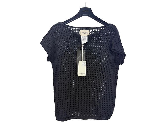 Autre Marque Marc Point Venezia Top de punto de algodón negro