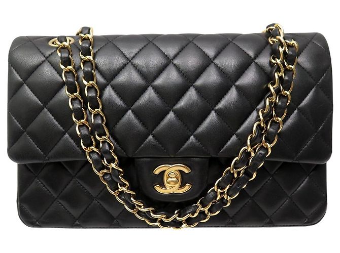 CHANEL CLASSIQUE 11.12 TIMELESS MEDIUM HANDTASCHE SCHWARZES LEDER SCHULTERGURT