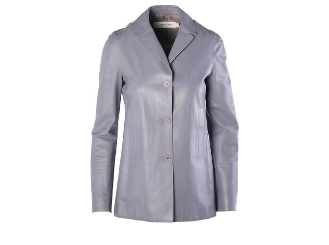 Calvin Klein Collection Blazer aus grauem Kalbsleder