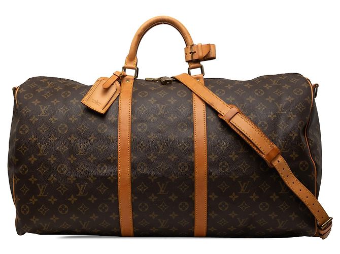 Borsa da viaggio Louis Vuitton Monogram Keepall Bandouliere 60 Marrone