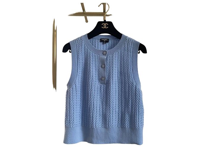Chanel 24B Weste aus blauer Wolle