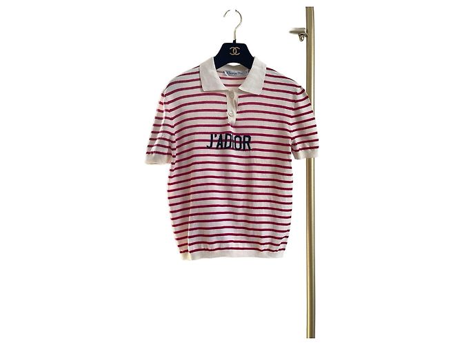 Top Dior in maglia di cotone a righe nautiche maniche corte