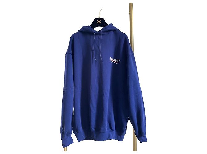 Sudadera con capucha Balenciaga de punto azul algodón