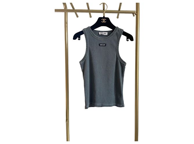 Top Corto in Maglia a Coste Miu Miu Grigio