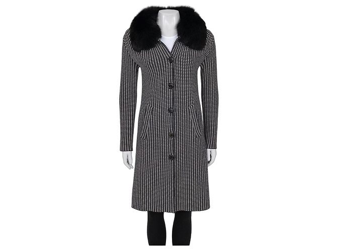 Christian Dior Black & White Wool  Coat Sz. S Pre-owned