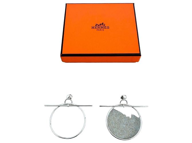Brincos Hermès Loop Medium em prata de lei