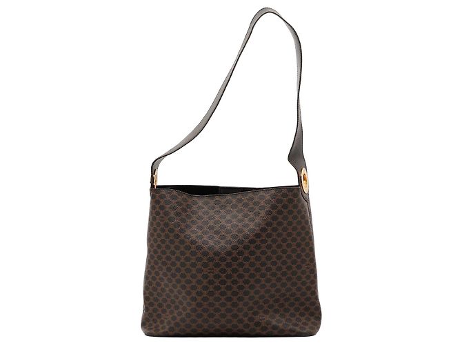 Céline Celine Sac à épaule Monogram en cuir marron