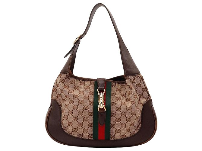 Borsa Hobo Gucci Monogram Canvas Pelle Marrone