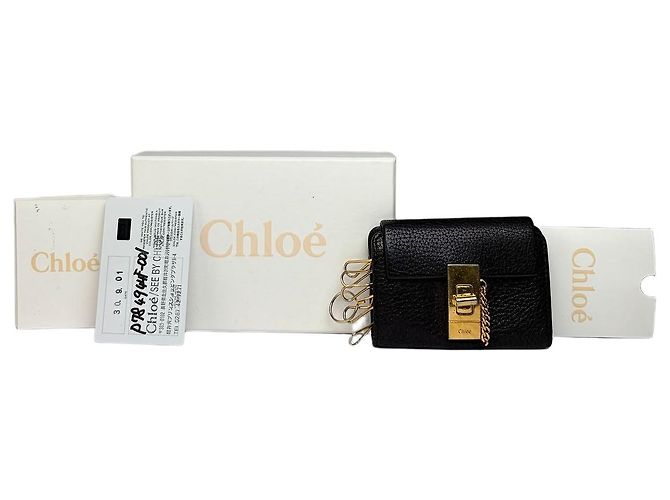 Paddington Vintage Chloé Padlock Leather Key Holder c. 2005 Black Gold