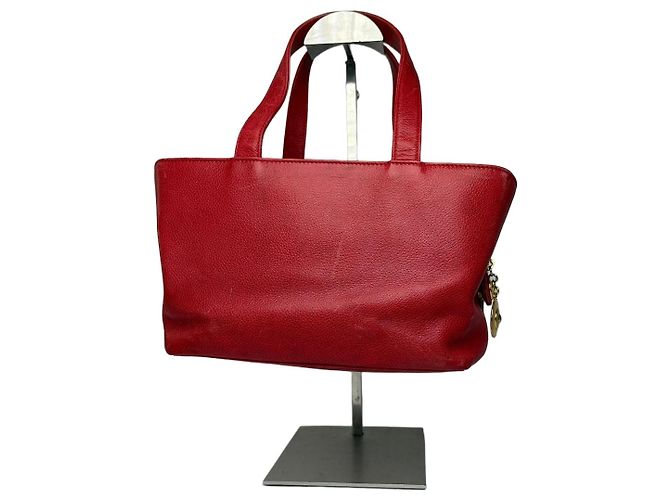Vintage Givenchy Structured Leather Tote Red Gold