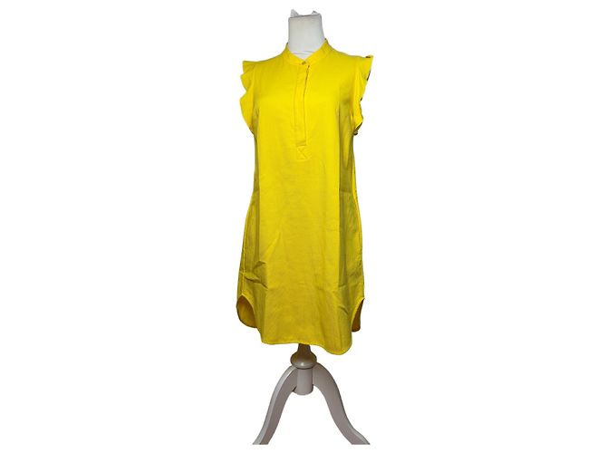 Stella Mc Cartney Vintage Stella McCartney geripptes Baumwoll-Shiftkleid Gelb 2015 S