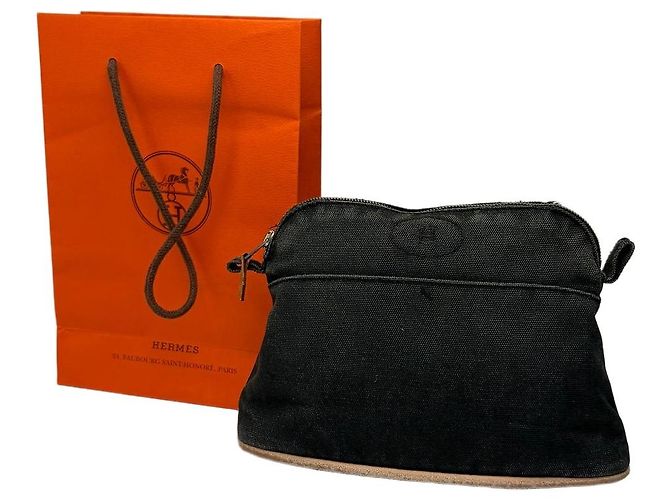 Trim Necessaire Vintage Hermès Canvas Nero Argento