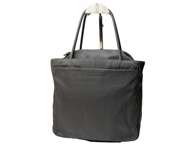 Tote Sac cabas Vintage Prada Nylon Gris Noir