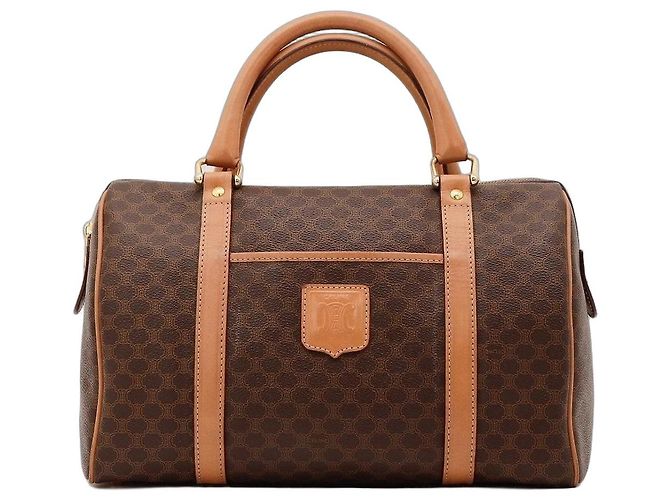 Céline Borsa Boston Celine Macadam Tela Monogram Marrone