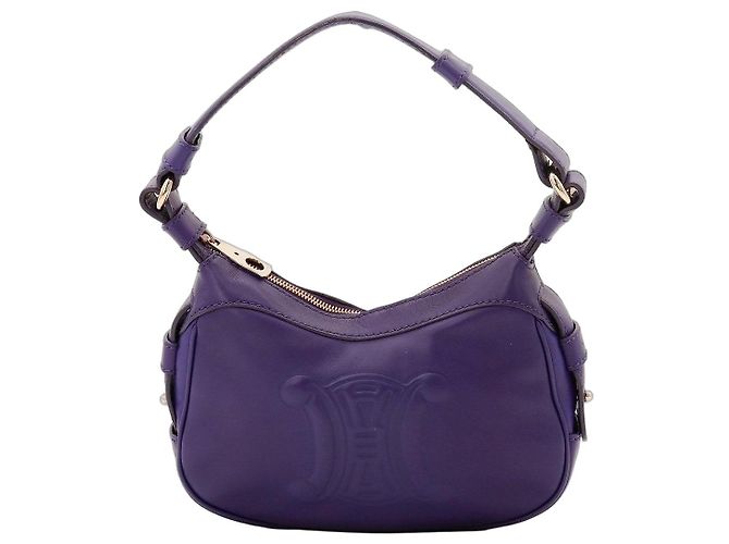 Céline Celine Sac à épaule Triomphe en cuir violet