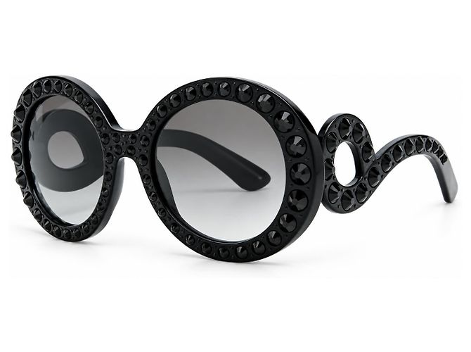 Prada Crystal Baroque SPR 31P Óculos de sol Oversized Preto