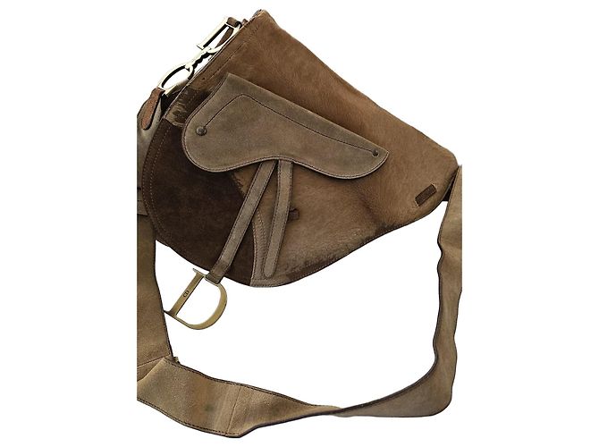 Sac Dior Saddle en cuir et daim marron
