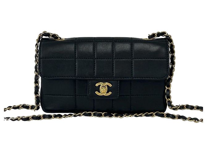 Bolsa de Ombro com Corrente em Couro Chanel Chocolate Bar