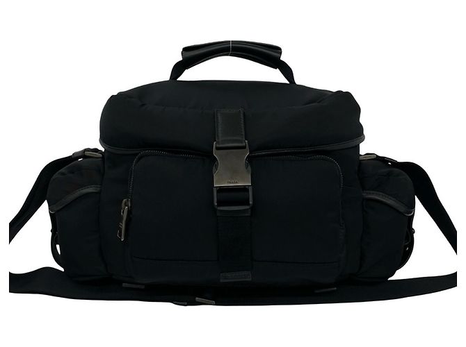 Prada Triangle Logo Hardware Tessuto Nylon Leather Shoulder Bag