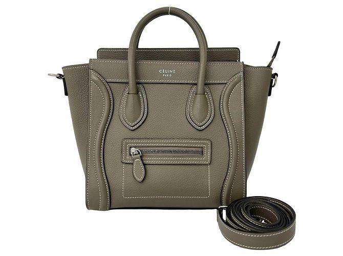 Céline Bolsa Celine Luggage Nano em couro de bezerro Gray